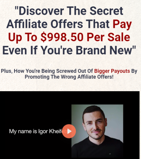 A picture of the front page of an affiliate program.